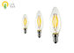 Curved Filament LED Candle Bulbs Coated Yellow Green Fluorescent Powder 2200K